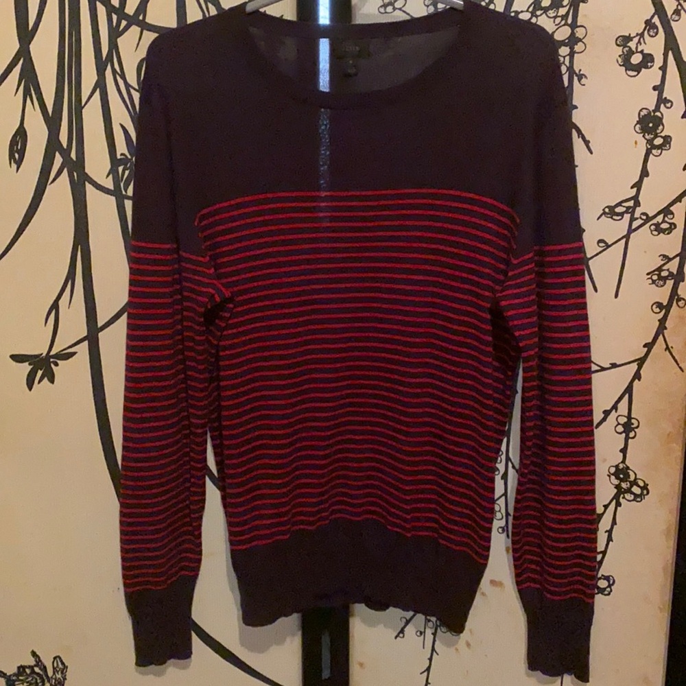 J.Crew Men’s Dark Blue/Red Drop Stripe Sweater